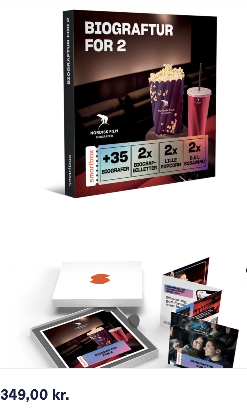 Smartbox Biograftur for 2 med billetter, popcorn og sodavand